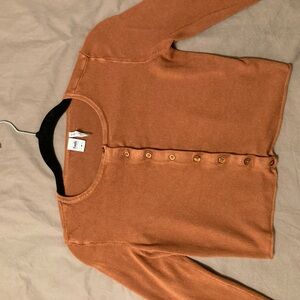 Simons (Twik) Women's Button-Up Cropped Burned Orange Cardigan